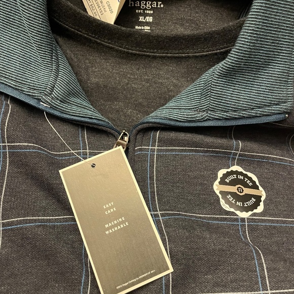 NWT HAGGAR Mens Mock CrewNeck Long Sleeve Qtr Zip Sweater Charcoal Gray XL - Picture 7 of 8